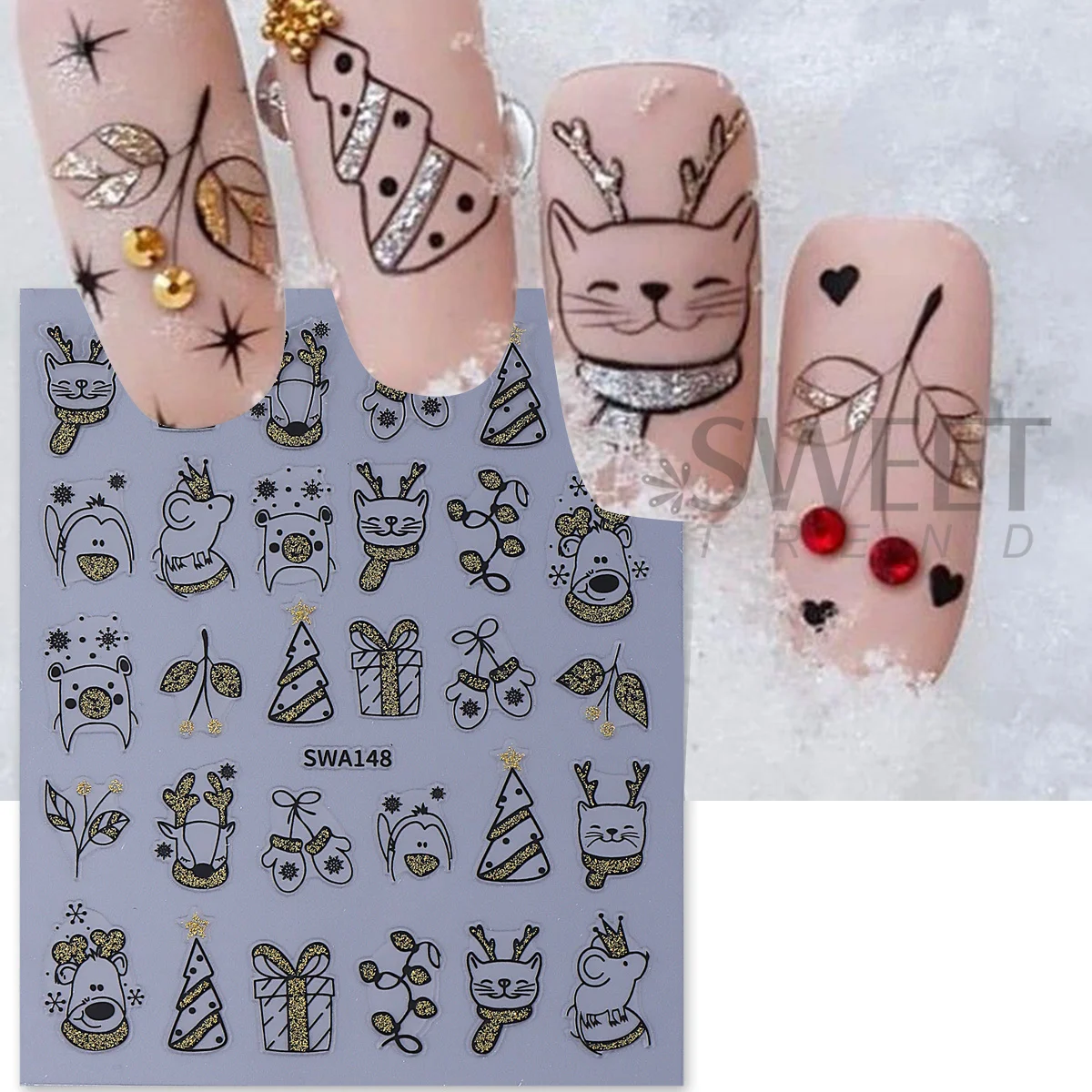 2 stks Shining Cartoon Kerst N - Nail Art Xmas Simple recensie en prijs